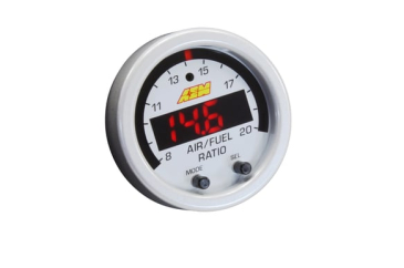 AEM X-SERIES WIDEBAND UEGO AFR SENSOR CONTROLLER GAUGE ACCESSORY KIT / Silver Bezel And White AFR/Lambda Faceplate